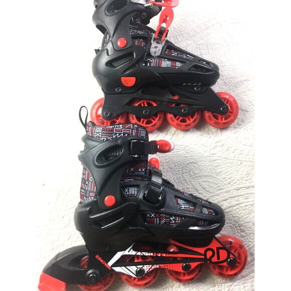 Adjustable Inline Skates Kids Size 3-6 Black & Red Roller Derby*Tribal Print*EUC - Picture 2 of 12
